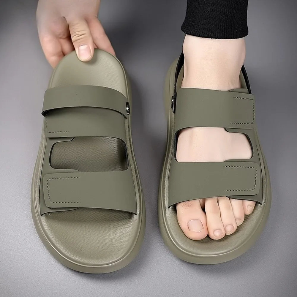 Sandals for Men 2025 New Summer Breathable Soft Bottom Casual Anti Slip Wear Beach Shoes Dual Purpose Driving Slippers Sandals